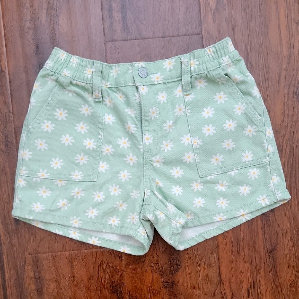 Green Floral Print Shorts